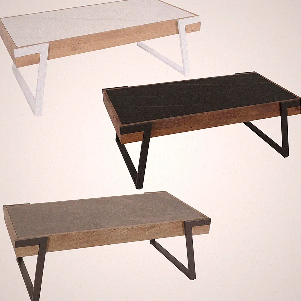 Couchtisch HWC-L89, Wohnzimmertisch, Eisen 43x120x64cm Sinterstein Marmor-Optik