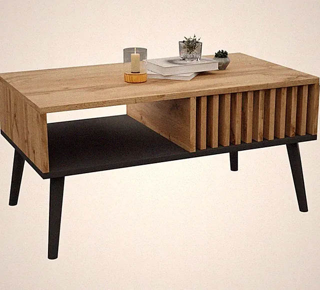 Couchtisch im skandinavischen Stil, moderner Wohnzimmertisch 50 x 90 c brown
