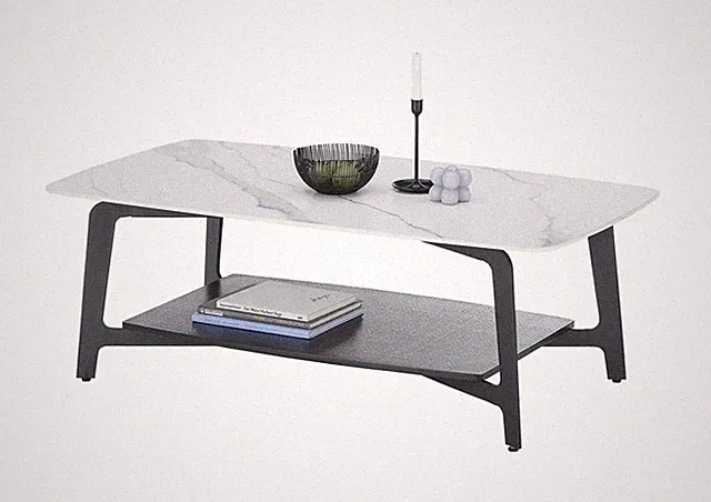Couchtisch Isa weiß Keramik 130x45x70 cm Wohnzimmertisch