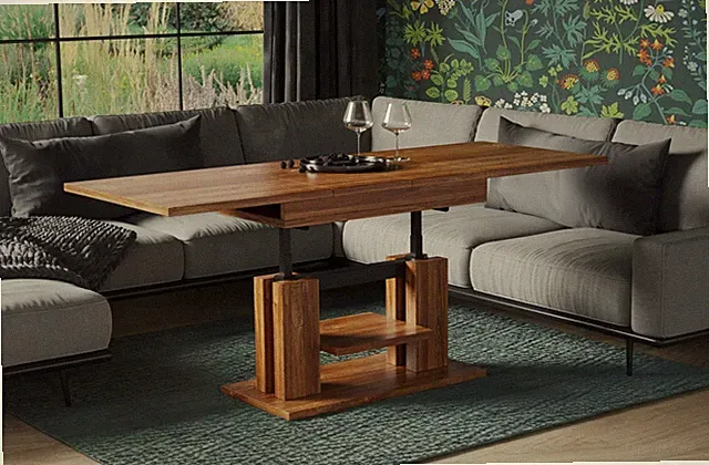 Couchtisch Iso 110 -170 cm höhenverstellbar Doppelift Funktionstisch ausziehbar