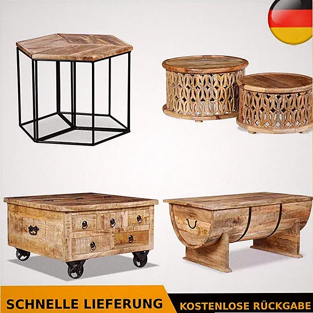 Couchtisch Kaffeetisch Beistelltisch Mangoholz Tisch Beistelltisch Sofatisch DE