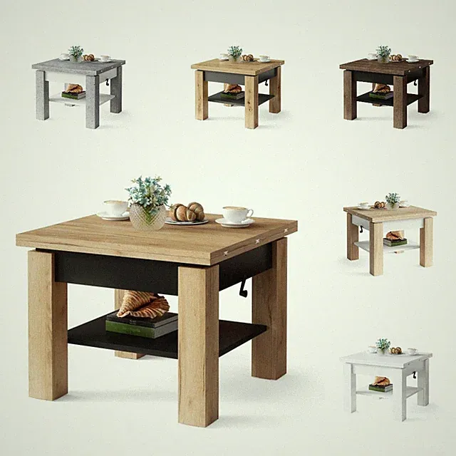 Couchtisch Kaffetisch Wohnzimmertisch Claro mit Brett Höhenverstellbar Ablage 03