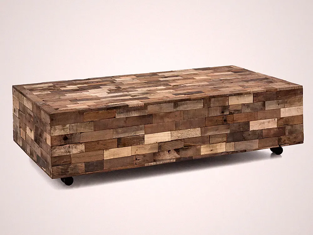 Couchtisch Kavali groß 150x75 Altholz Unikat rustikal Holztisch Sofatisch massiv