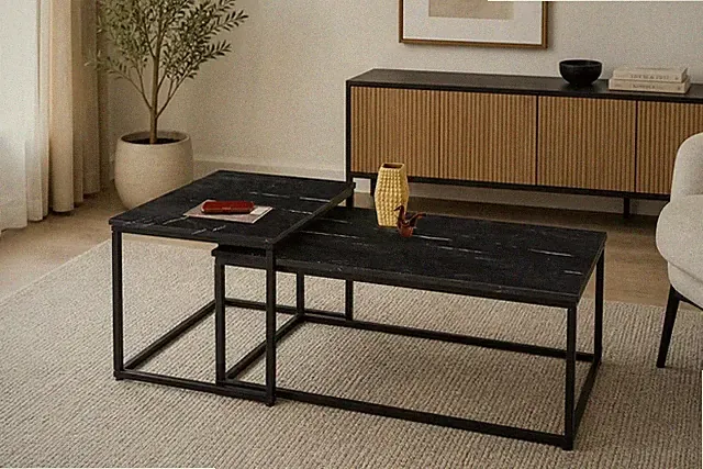 Couchtisch KENO Tisch Set Mamor Sofatisch Beistelltisch Wohnzimmertisch UVP 299€