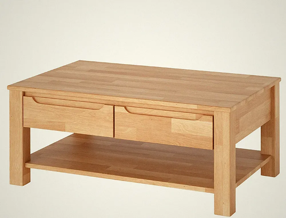 Couchtisch Kernbuche Massivholz 110x70 cm mit 2 Schubladen Wohnzimmertisch geölt