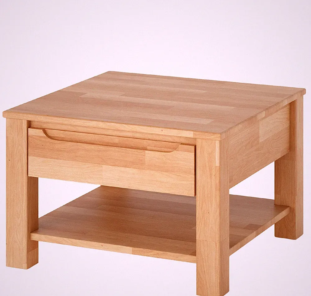 Couchtisch Kernbuche Massivholz 70x70 cm mit Schublade Wohnzimmertisch geölt
