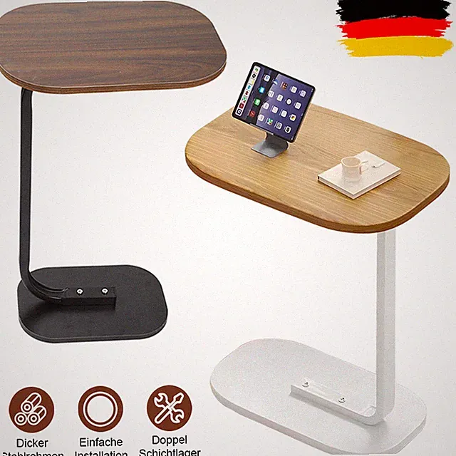Couchtisch Kleiner Beistelltisch C-Form Laptoptisch Sofatisch Rollen Wohnzimmer