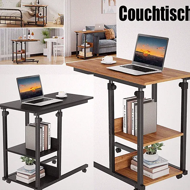 Couchtisch Kleiner Beistelltisch C Form Sofatisch HöHenverstellbar Wohnzimmer