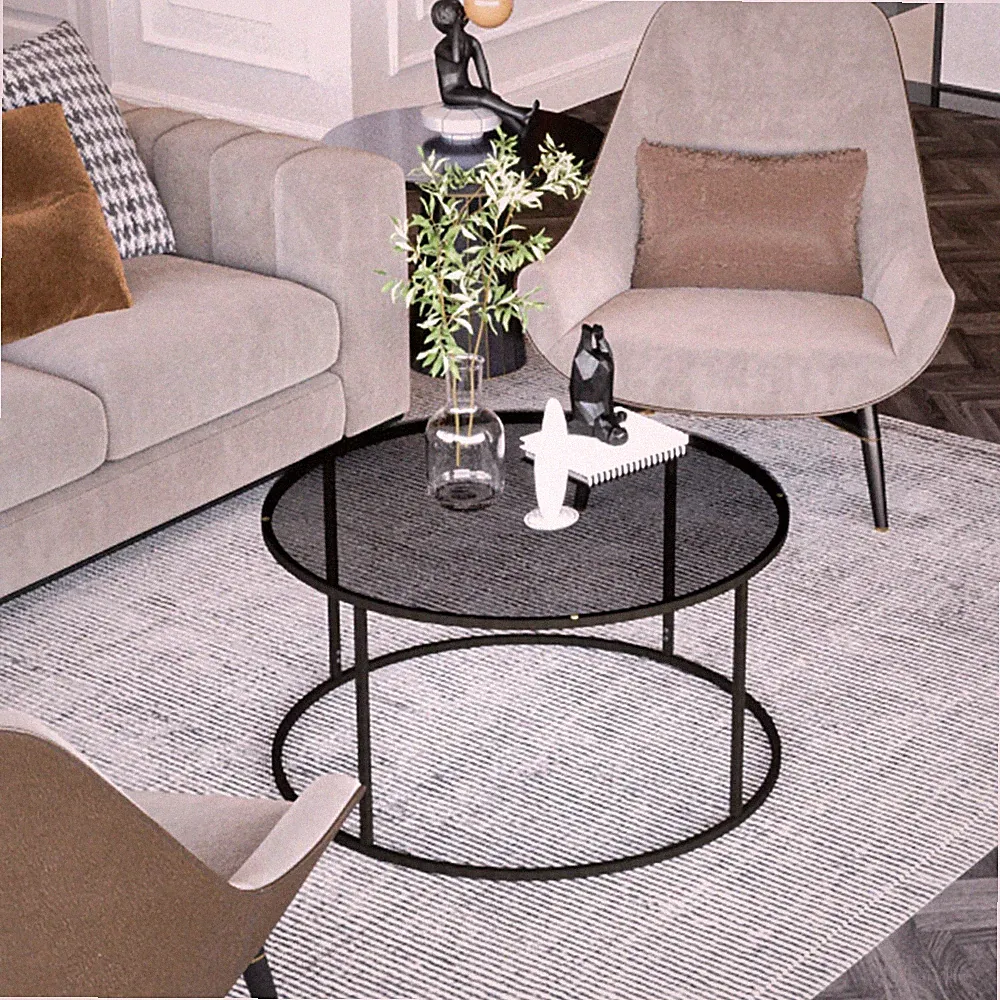 Couchtisch Kolari aus Rauchglas 45 x Ø80 cm Schwarz/Transparent [en.casa]