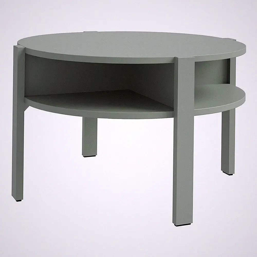 Couchtisch Konsolentisch Beistelltisch mit Ablagefächer Salbeigrün matt Ø 75 cm