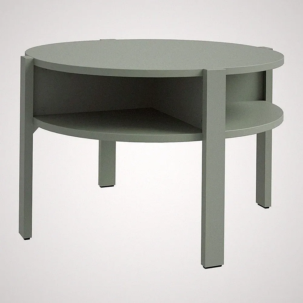 Couchtisch Konsolentisch Beistelltisch mit Ablagefächer Salbeigrün matt Ø 75 cm