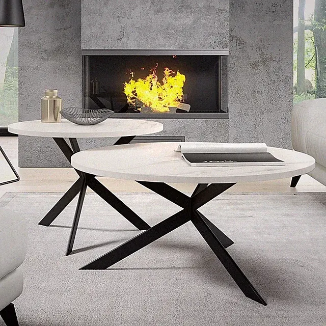 Couchtisch Konstrum 2 Stücke Sofatisch Kaffeetisch Beistelltisch Metallsockel