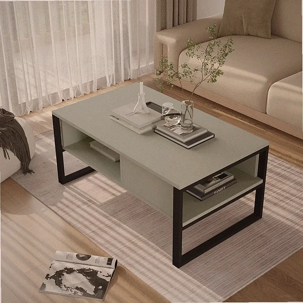 Couchtisch Laukaa 100x60x45 cm Grüngrau [en.casa]
