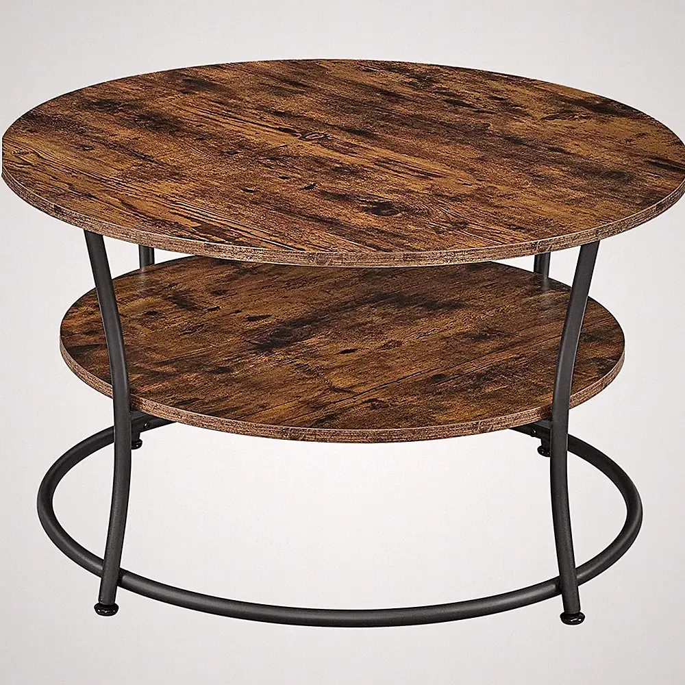 Couchtisch LCT80BX rund in rustikalem Braun und Schwarz