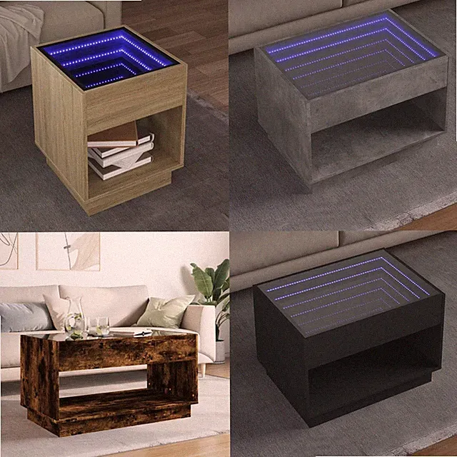 Couchtisch LED Beistelltisch Kaffeetisch Sofatisch Wohnzimmertisch Holzwerkstoff