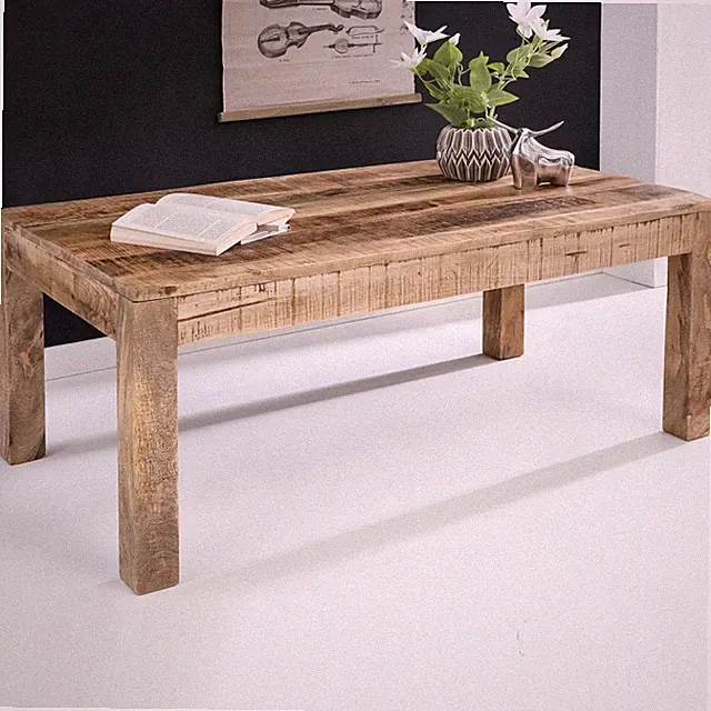 Couchtisch Mango Massivholz 110cm rechteckiger Wohnzimmertisch Landhausstil