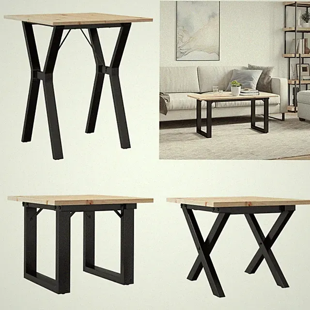 Couchtisch Massivholz Kiefer und Stahl Esstisch Beistelltisch Stehtisch Größen