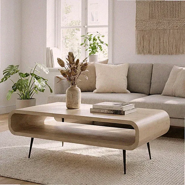 Couchtisch Massivholz white wash 90cm Wohnzimmertisch Sofatisch Beistelltisch