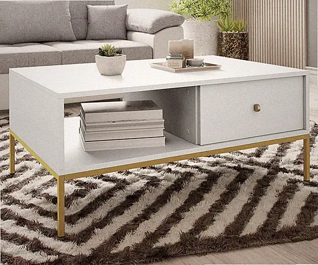 Couchtisch Meliady Gold ML104 Sofatisch Elegante Kaffeetisch Metallsockel M24