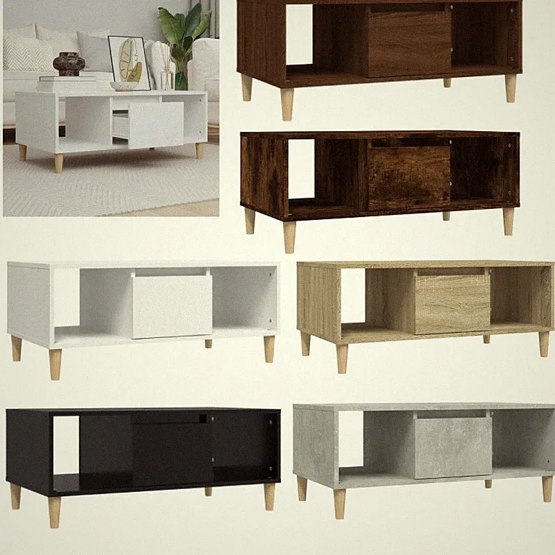 Couchtisch mit 2 offene Fächer 1 Schublade Beistelltisch Sofatish 90x50x36,5cm