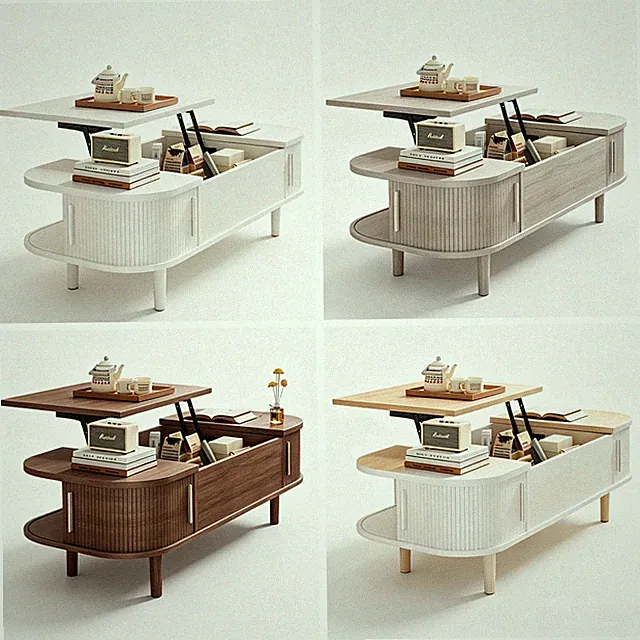 Couchtisch mit Hebeplatte Holz Kaffeetisch mit Stauraum Wohnzimmer 4 Farben