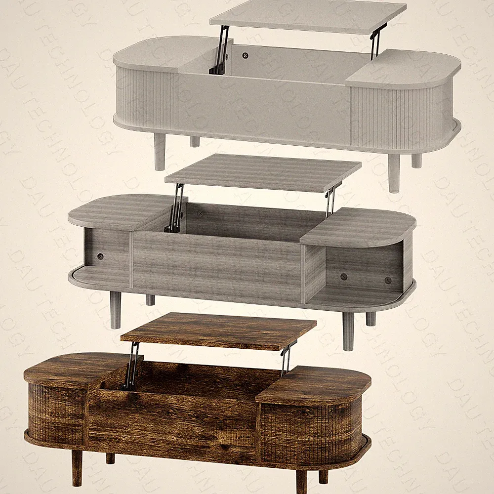 Couchtisch mit Hebeplatte – Moderner Holztisch mit Verstecktem Stauraum 4 Farbe