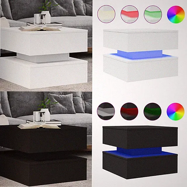 Couchtisch mit LED Beistelltisch Kaffeetisch Sofatisch Wohnzimmertisch