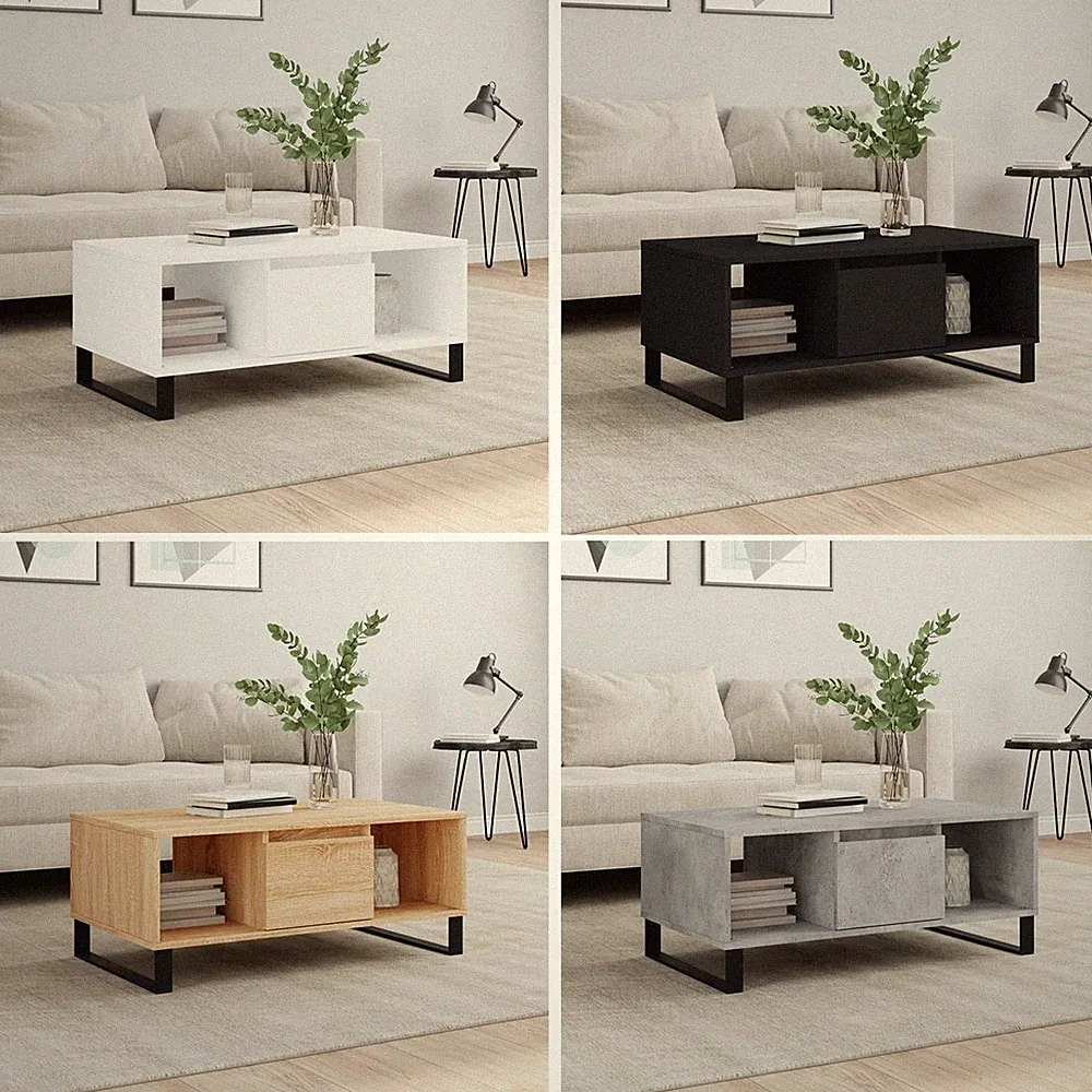 Couchtisch mit Schublade & 2 Fächern Stauraum Beistelltisch Sofatisch 90x50x36,5
