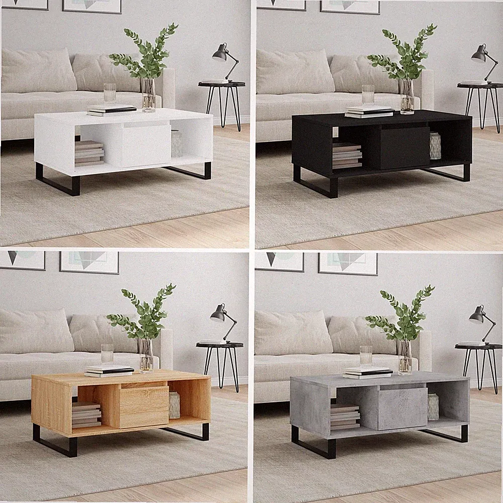 Couchtisch mit Schublade & 2 Fächern Stauraum Beistelltisch Sofatisch 90x50x36,5