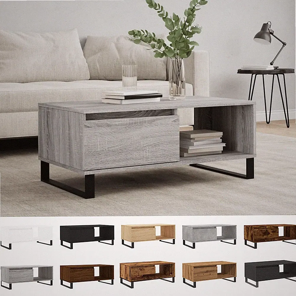 Couchtisch mit Schubladen Staufächer Beistelltisch Sofatisch Tisch 90x50x36,5 cm
