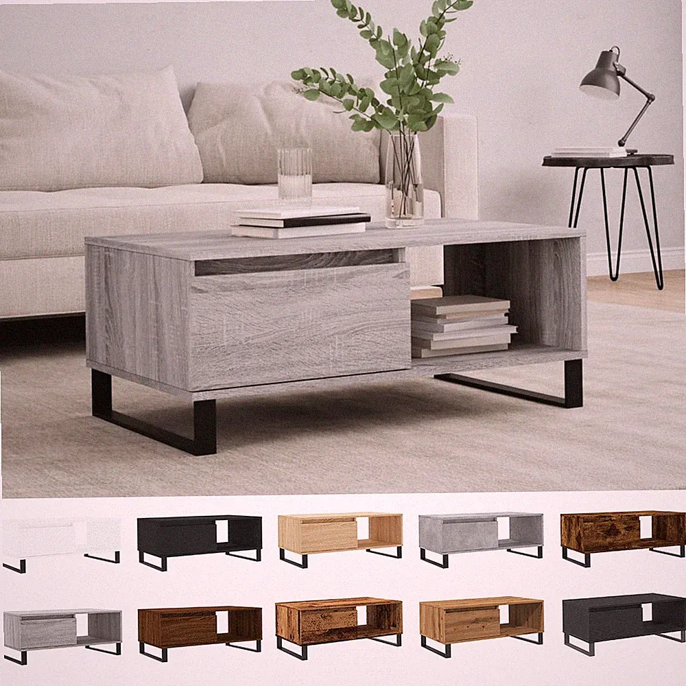 Couchtisch mit Schubladen Staufächer Beistelltisch Sofatisch Tisch 90x50x36,5 cm