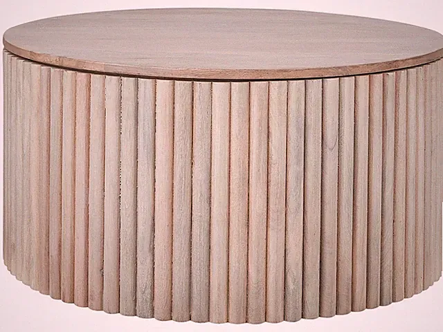 Couchtisch mit Stauraum Mango Holz hellbraun rund 70 cm modern Kirkwood