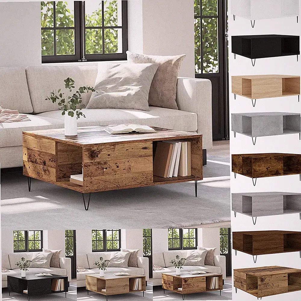 Couchtisch mit Stauraum Sofatisch Beistelltisch Wohnzimmertisch 80x80x36,5cm