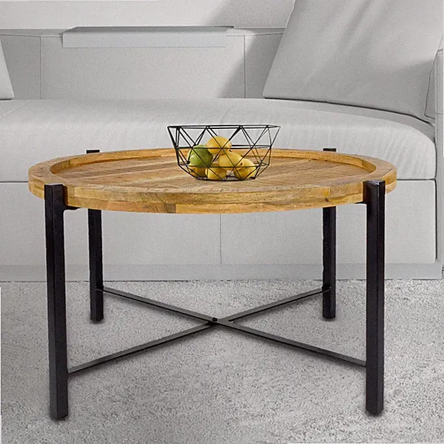Couchtisch ø75cm Beistelltisch Wohnzimmer Tisch rund Sioux Metall Gestell