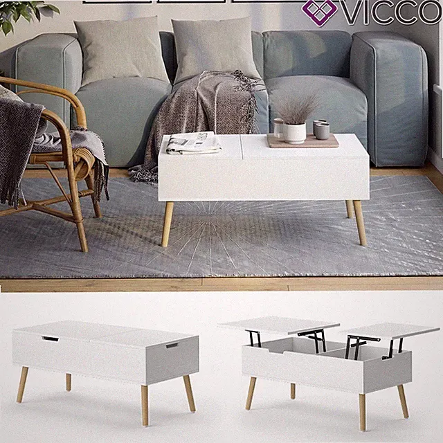 Couchtisch Riga Weiß 100 x 50 cm ausziehbar Wohnzimmer Vicco
