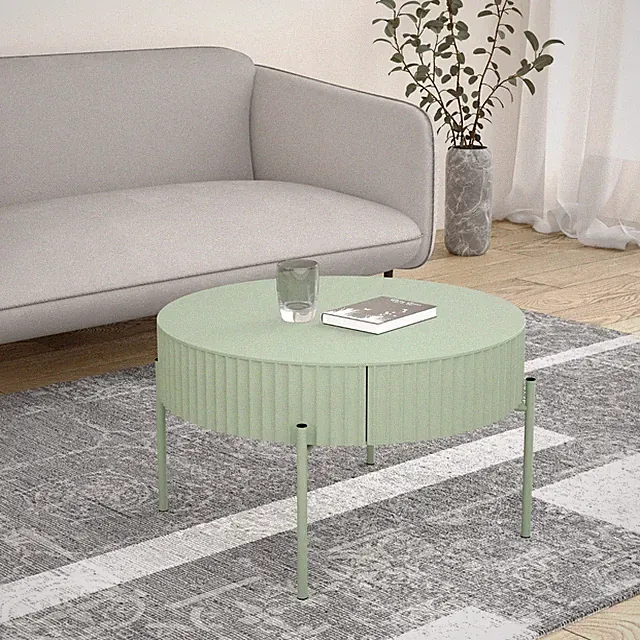 Couchtisch Rill mit Schublade 36xØ60 cm Mintgrün [en.casa]