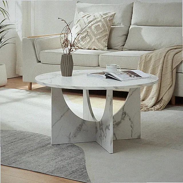 Couchtisch Rindal 80x42 cm Marmoroptik, weiß [en.casa]