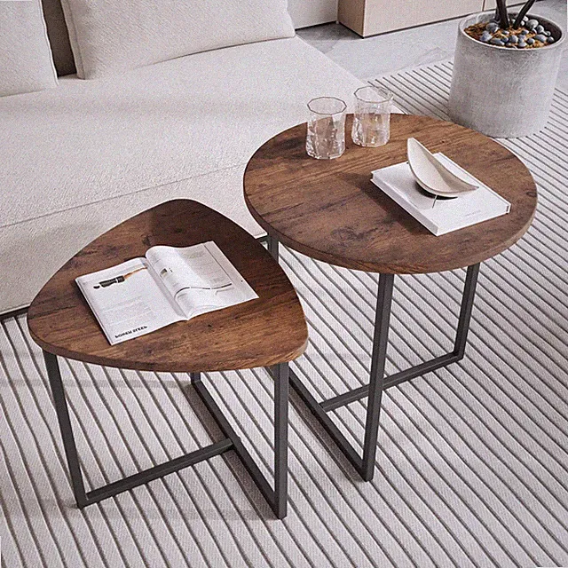 Couchtisch Rund 2 er Set,Beistelltisch Set,Sofatisch,Kaffeetisch,Metall Unter...