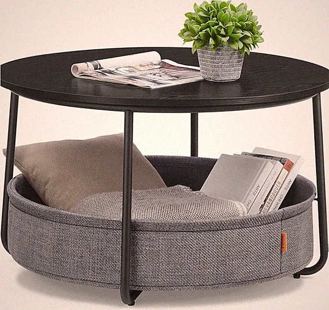 Couchtisch Rund, Tisch Mit Stauraum, Beistelltisch, Wohnzimmertisch Mit