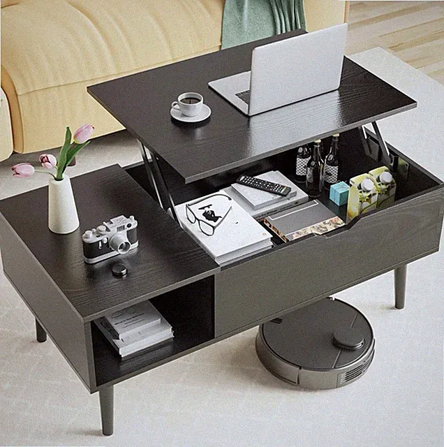 Couchtisch Schwarz Kaffeetisch Beistelltisch Sofatisch Wohnzimmertisch Schublade