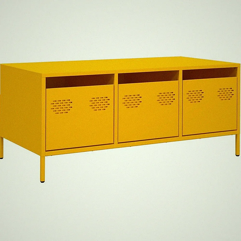 Couchtisch Senfgelb 101,5x50x43,5 Cm Kaltgewalzter Stahl Beistelltisch