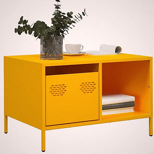 Couchtisch Senfgelb 68,5x50x43,5 Cm Kaltgewalzter Stahl