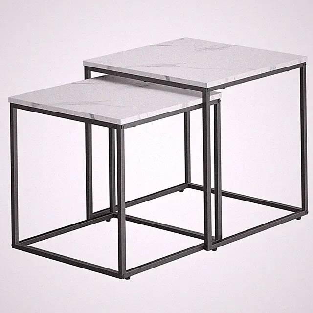 Couchtisch-Set 2-tlg. quadratisch in Marmoroptik