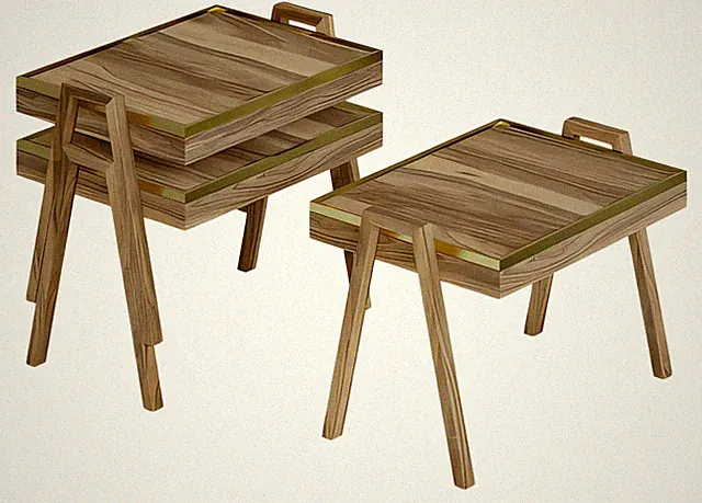 Couchtisch-Set aus Holz in Braun modern minimalistisch