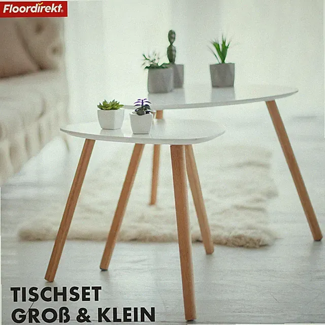 Couchtisch-Set Bambus-Beistelltisch Sofatisch Abstelltisch Modern 2er Set Oregon