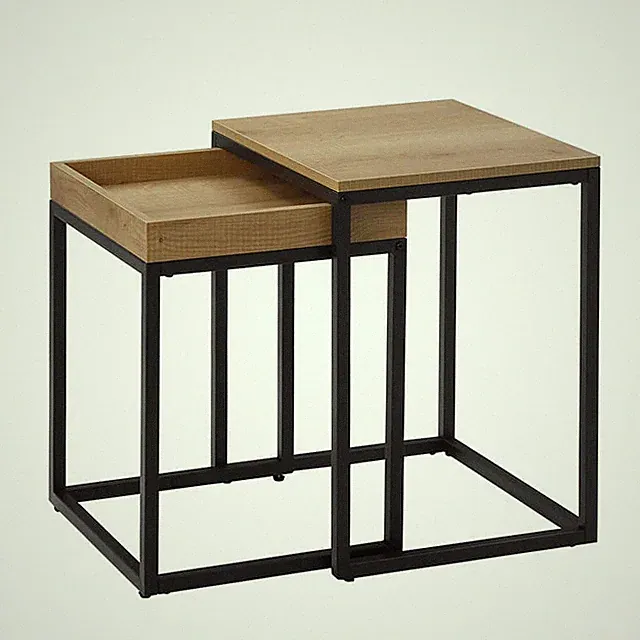 Couchtisch-Set LNT02N 2-teilig in Honigbraun und Schwarz