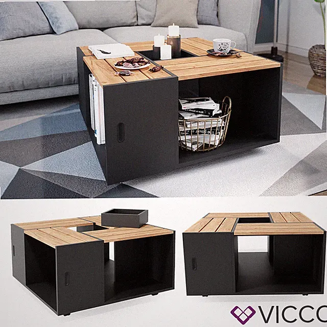Couchtisch Sofatisch Beistelltisch Anton Anthrazit Kaffeetisch Ablage Vicco