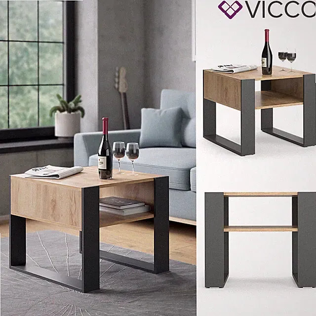 Couchtisch Sofatisch Beistelltisch Ari Eiche Anthrazit Wohnzimmertisch Vicco