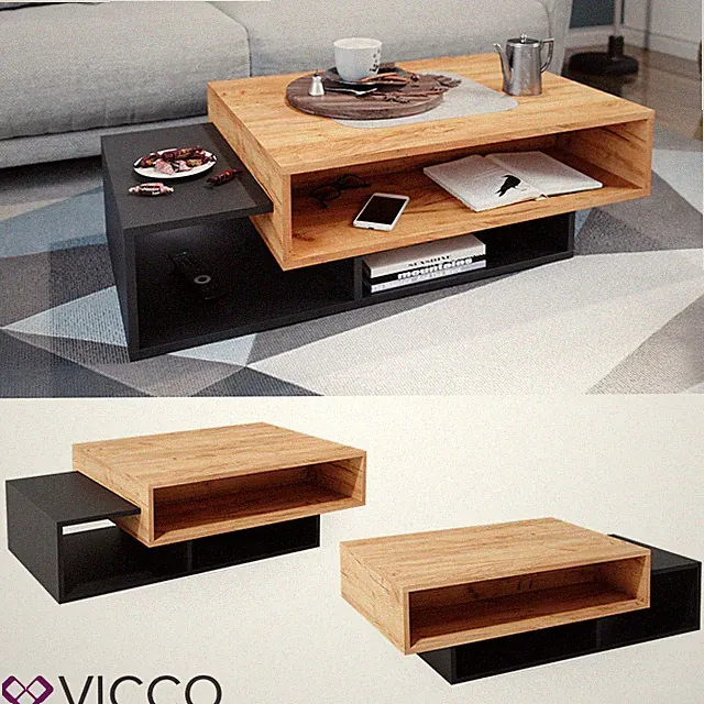 Couchtisch Sofatisch Beistelltisch Bari Anthrazit/Goldkraft Kaffeetisch Vicco