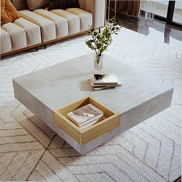 Couchtisch Sofatisch Grau 72 cm Beton Optik Wohnzimmertisch mit Aufbewahrungsbox